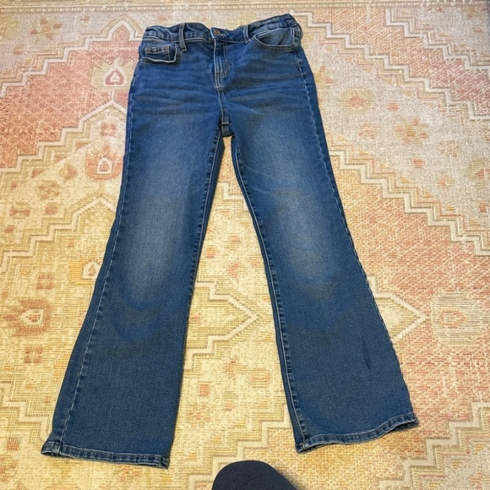 Jumping Beans sz 12  Dark Blue Flare Jeans Girls Adjustable Waist EUC